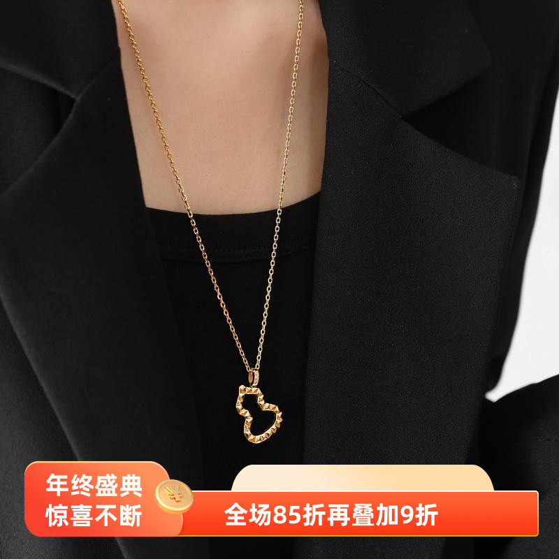 洗澡不用摘不掉色~高品质微镶锆石肌理葫芦长款项链女毛衣链秋冬