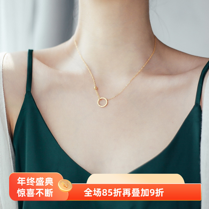 洗澡不用摘新款ins冷淡风圆环金色项链锁骨链小众轻奢女夏简约不