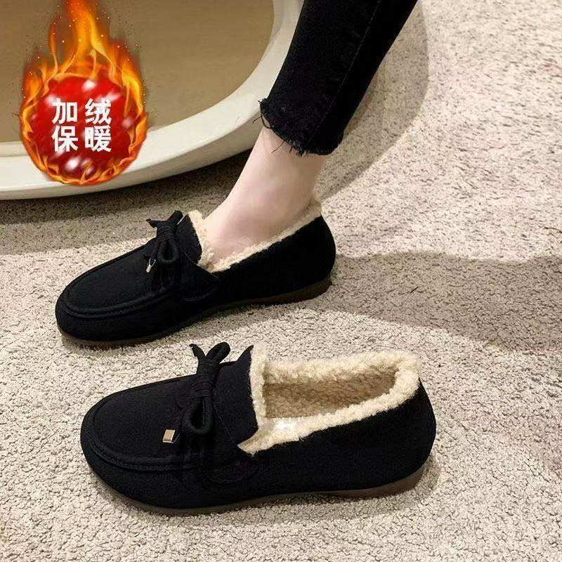 新款工作雪地靴低帮冬季系带浅口圆头时尚勃肯鞋大棉鞋加绒妈妈鞋