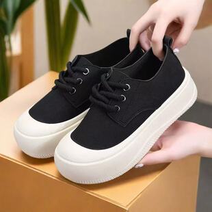 女款 百搭小白鞋 隐形内增高5cm显腿长 女踩屎感防滑软底时尚 乐福鞋