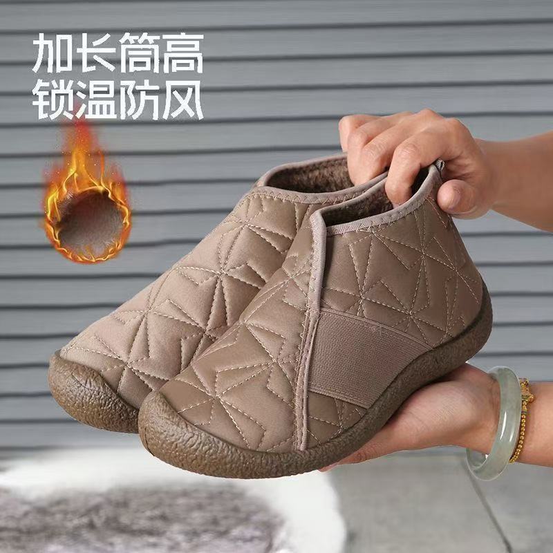 一脚蹬棉鞋女冬季款中老年妈妈鞋加绒加厚软底防滑老北京劳保布鞋