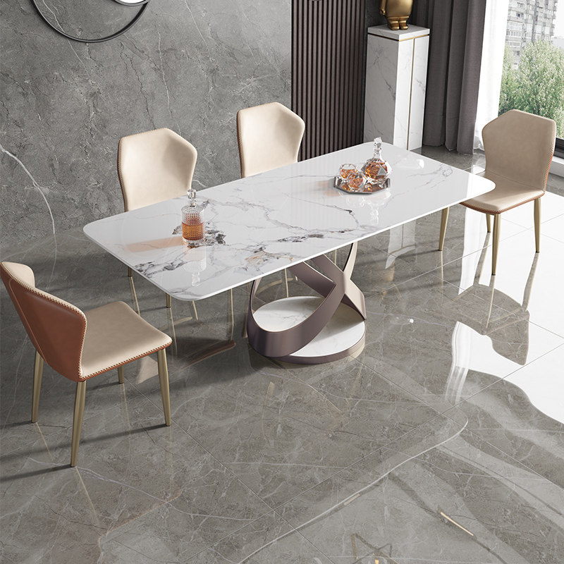法依兰轻奢岩板餐桌长方形饭桌小户型现代简约高档餐桌椅组合家用