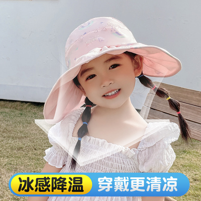 儿童防晒帽防紫外线宝宝女款帽子太阳帽夏凉帽夏季女童遮阳帽子