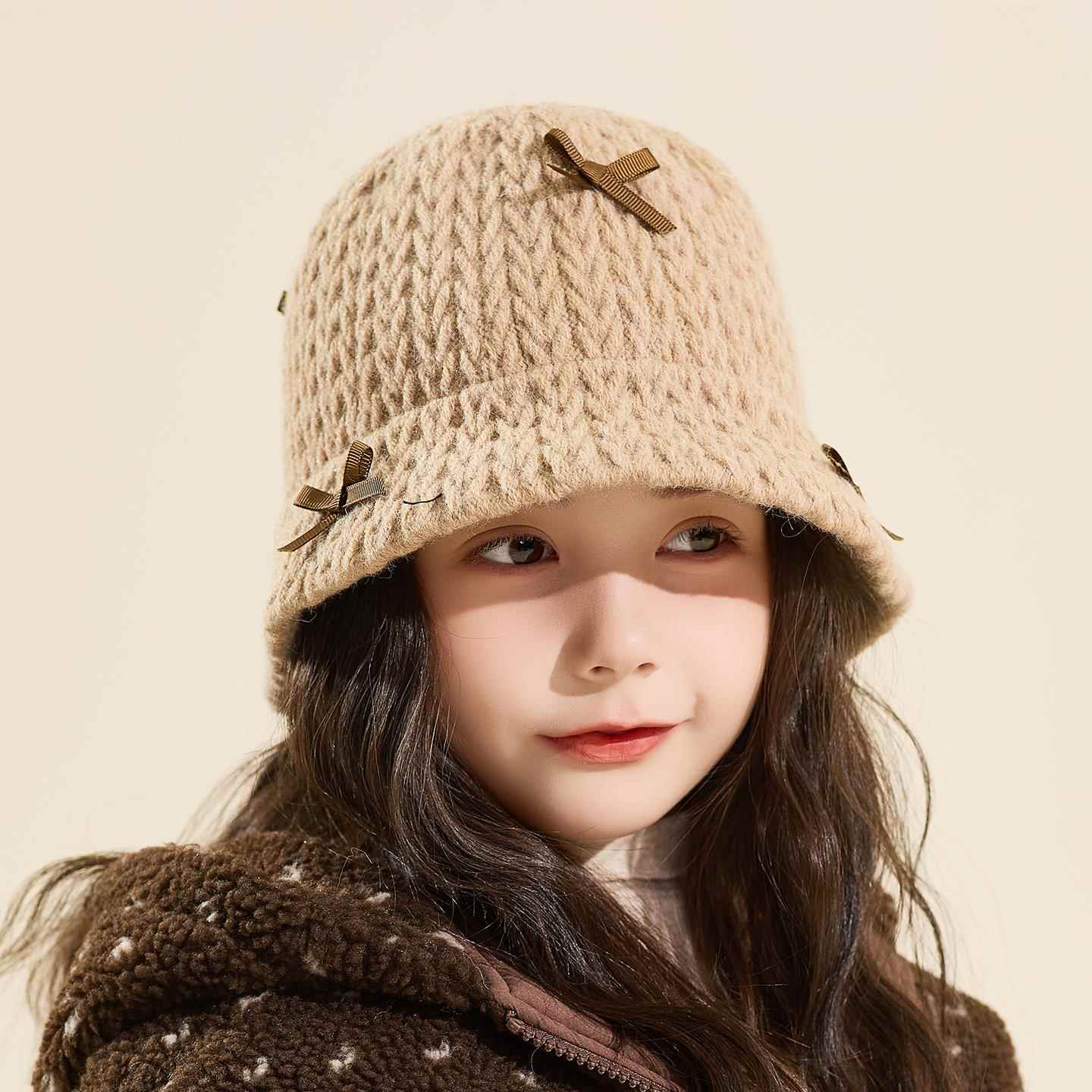 韩国甜美蝴蝶结女童帽子盆帽