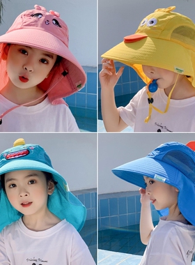 儿童防晒帽海边沙滩遮阳帽太阳帽男童夏季帽子女童可爱凉帽渔夫帽