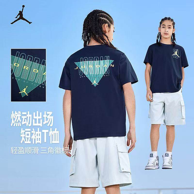 Jordan儿童短袖男童T恤2026新款夏季中大童运动上衣童装JD2522104