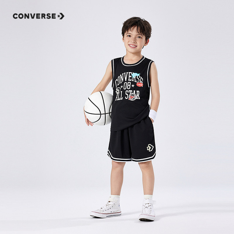【套装】匡威儿童装男童篮球服2025夏季新款大童运动短袖短裤2件