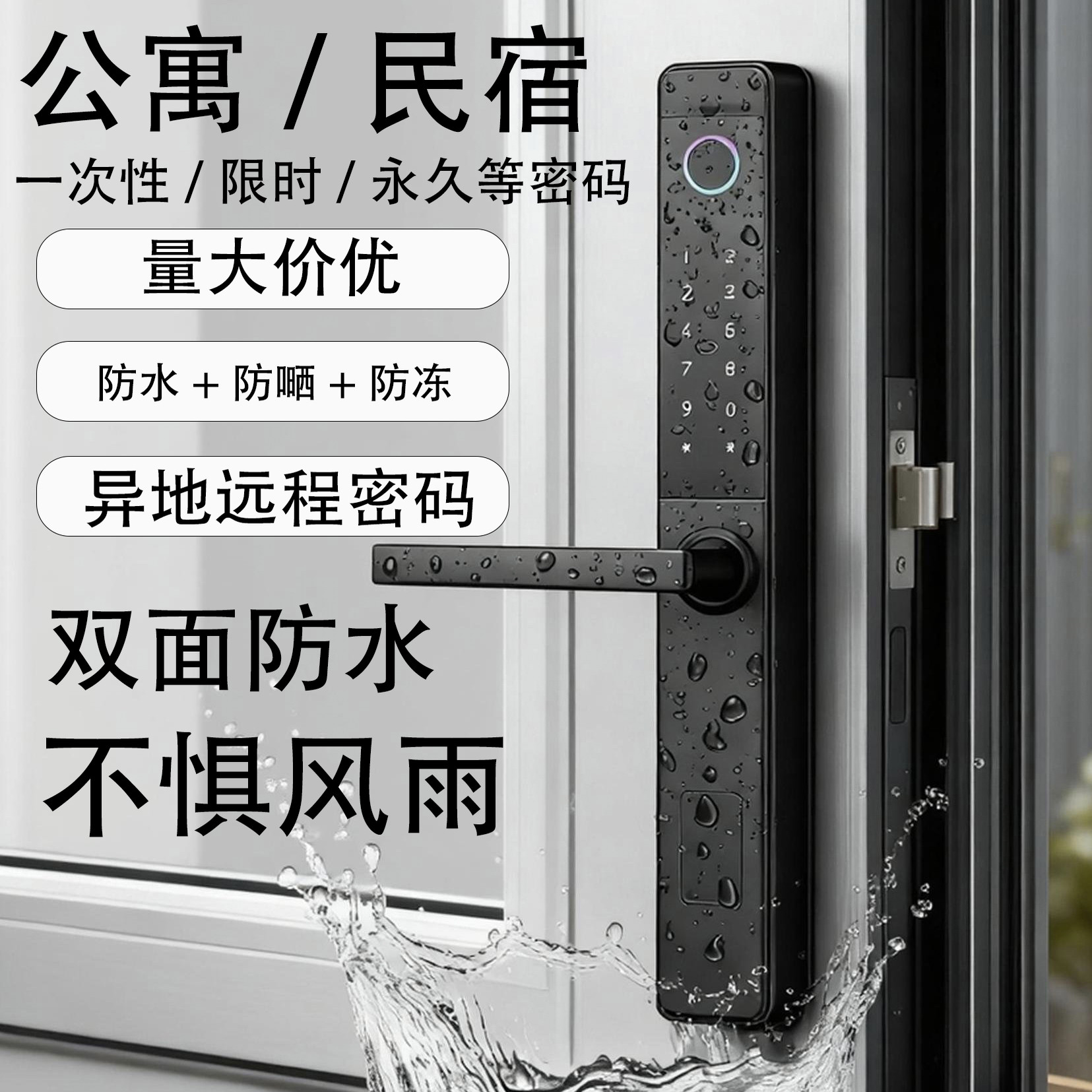 断桥铝智能锁铝防水指纹锁