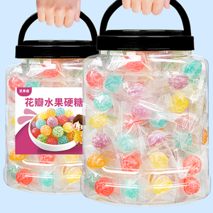 树莓花瓣水果硬糖大罐装500g网红高颜值硬糖果酸甜什锦水果零食
