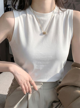 白色吊带背心女夏季2026新款外穿修身无袖遮副乳圆领内搭打底上衣
