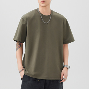 260g纯色T恤男短袖 体恤上衣 防晒防紫外线宽松百搭圆领简约五分袖