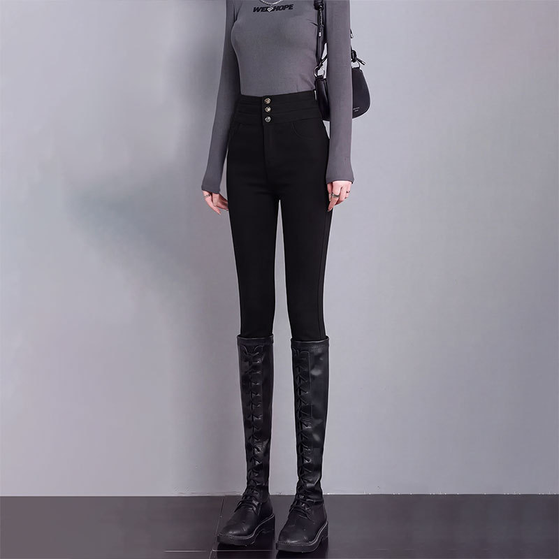 黑色打底裤女2026新款秋季小个子紧身高腰显瘦修身靴裤铅笔小脚裤