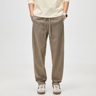 2025秋冬新款 宽松垂感灯心绒休闲长裤 黑色深灰色 子男款 秋冬直筒裤