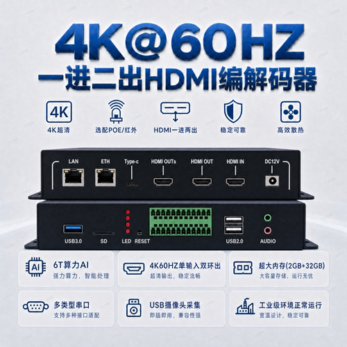 4K60 HDMI编解码一体机 HDMI转ONVIF RTSP/RTMP推拉流 硬件编码器
