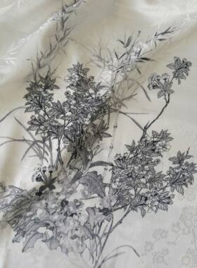 高品提花缎面 中国风梅兰竹菊服装混纺旗袍面料