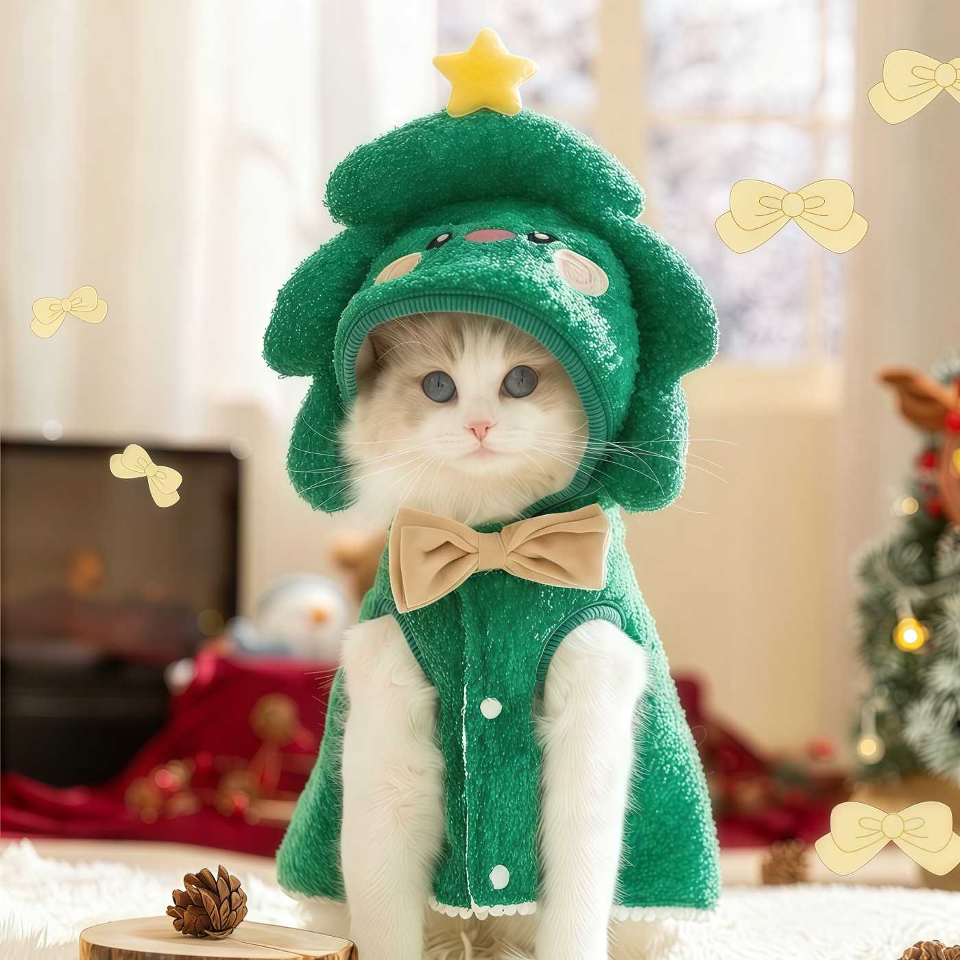 圣诞猫咪衣服宠物节日秋冬季卡通披风小型犬泰迪比熊狗狗布偶衣服