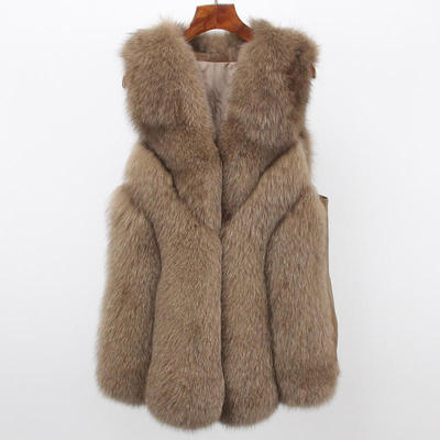 秋冬真毛皮草女高端洋气中长款狐狸毛马甲外套女长袖2023年春季
