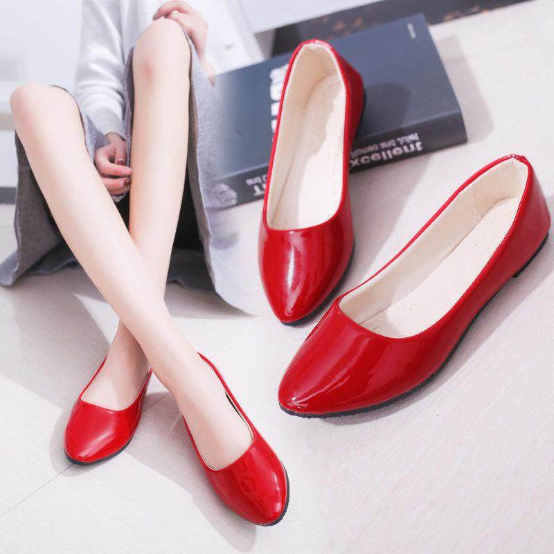 四季平底大碼女單鞋工作鞋軟皮小紅鞋淺口軟底伴娘鞋在類目 女鞋, 低幫鞋中 - 來自Buy2taobao.com提供專業的淘寶代購服務