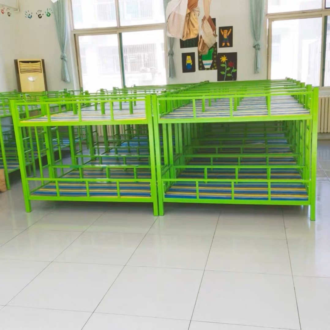 新疆包邮小学生午托床二层双层铁床饭桌辅导拼接托管护栏环保幼儿