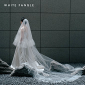 WHITEFANGLE 落日珊瑚 新娘拖尾头纱通透婚礼领证旅拍写真礼物