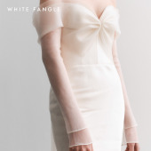 套 WHITE 袖 小岛观雨 真丝欧根纱气质新娘婚礼手套饰品 FANGLE