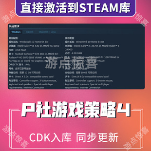 Steam激活 策略游戏4 国区全DLC P社本体CDK激活码 24小时发货
