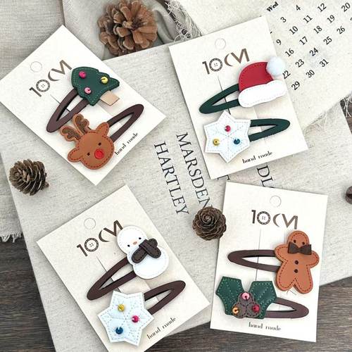 皮质圣诞节发夹发卡边夹