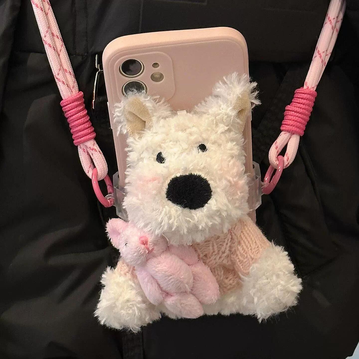 西高地狗手机背夹斜挎挂绳手腕绳可调节可背手机挂绳绳女2024年新