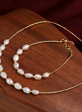 竺玥天然淡水keshi珍珠项链女设计感气质锁骨链颈链项圈轻奢百搭