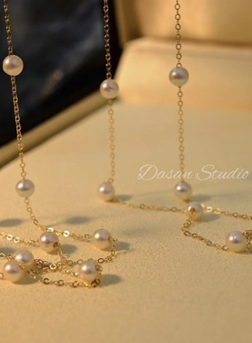 大三手作漫天星河天然正圆淡水白珍珠满天星项链女柔美气质锁骨链