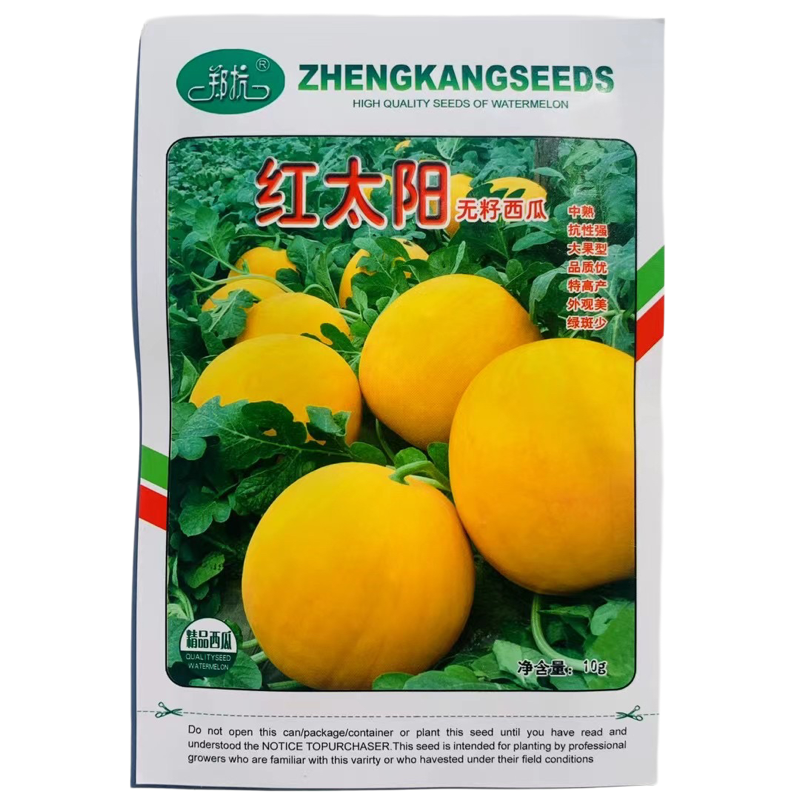 红太阳无籽西瓜种子正宗三倍体杂交黄皮红瓤抗病高档礼品西瓜种籽