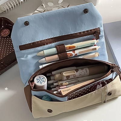 韩系笔袋高颜值ins大容量文具收纳袋小众少女心初高中学生文具盒