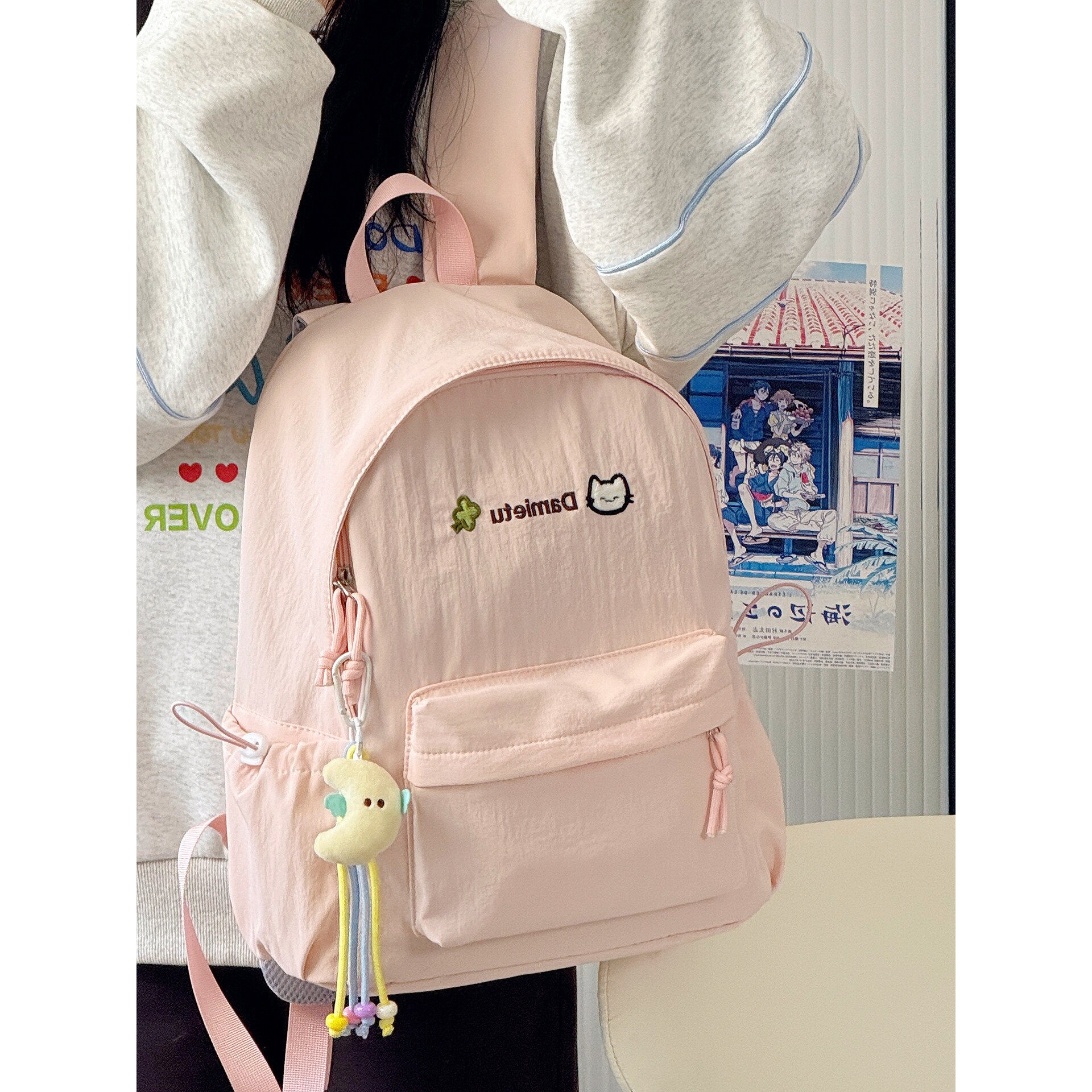 日系ins小清新休闲书包女初高中生大学可爱双肩包小众高颜值背包