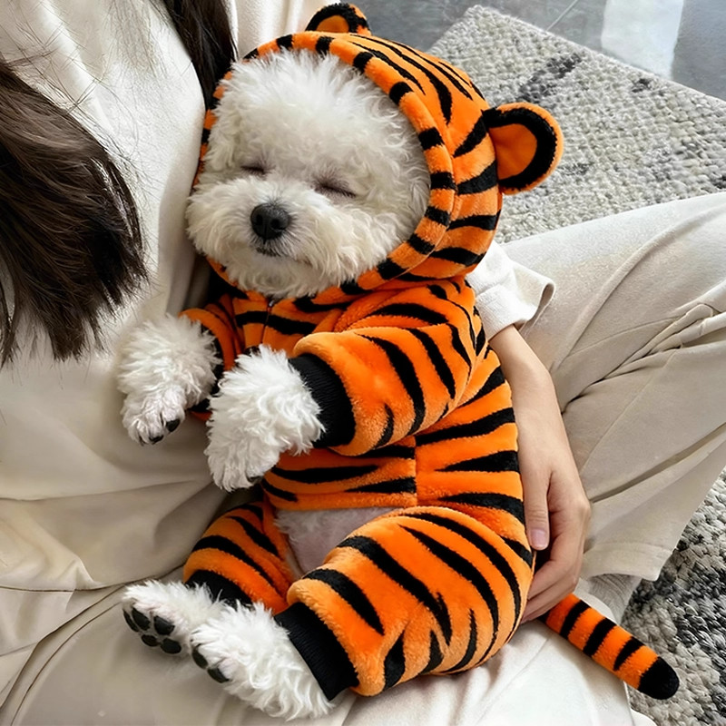 狗狗衣服老虎变身装秋冬款比熊博美西高地猫咪冬天加绒保暖四脚衣