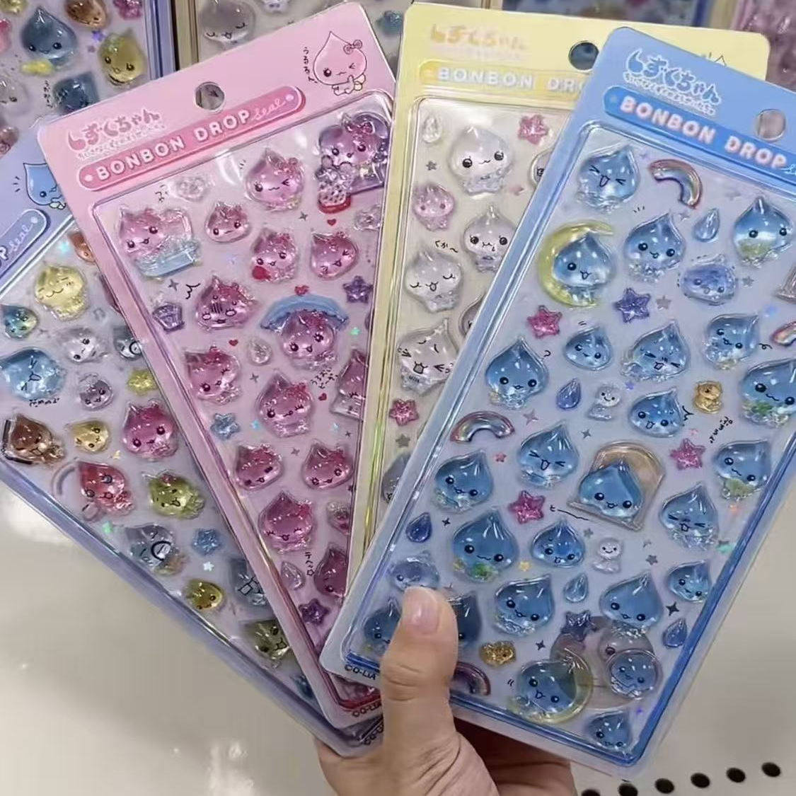 小红书同款水滴酱浮雕可爱立体3D滴胶贴纸卡通儿童贴画水晶装饰