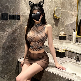 女友约会睡衣床上性感氛围感年轻人制服包臀裙英伦风情调睡裙纯欲