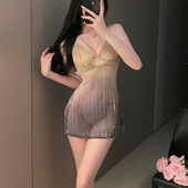 性感睡裙新款 女士包臀裙高级感渐变透视氛围感网纱吊带纯欲风睡衣