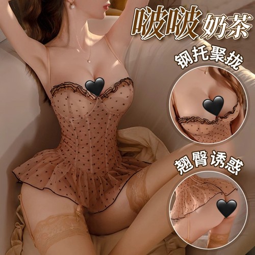 禁欲系带胸垫一体式聚拢显大睡衣