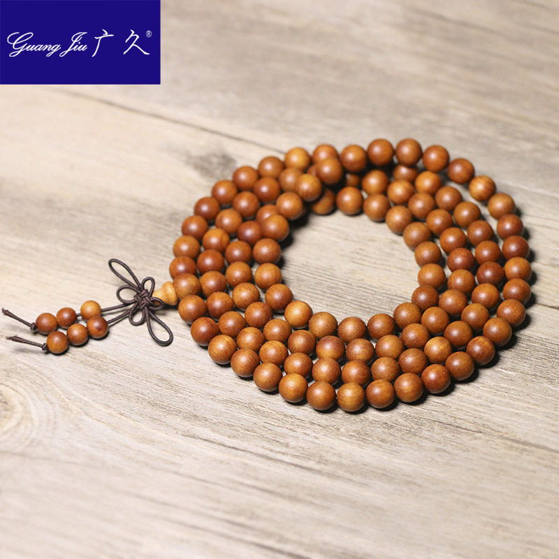 广久巴布亚檀香8MM108颗佛珠手串木质佛珠沉水媲美老山檀黑肉