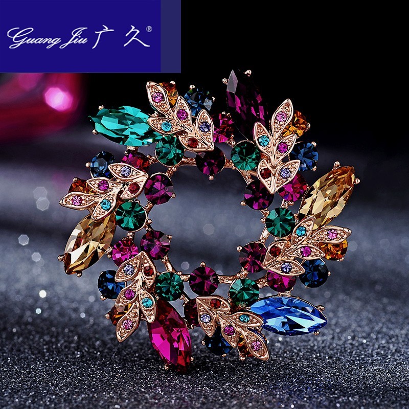 广久A2胸针胸花 别针韩国可爱简约大气百搭开衫施华水晶配饰女礼