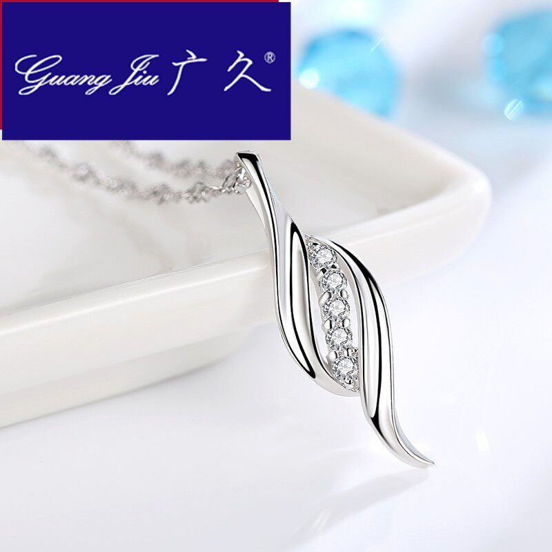 广久A1一叶子925纯银项链女简约吊坠日韩国锁骨链首饰送女友生