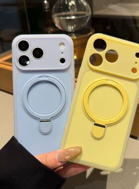 适用苹果17Promax手机壳果冻冰淇淋支架iPhone16纯色15精孔保护套