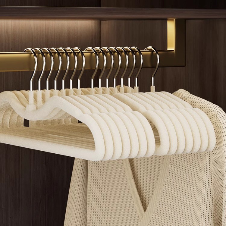 短颈植绒衣架家用挂衣缩脖子矮款