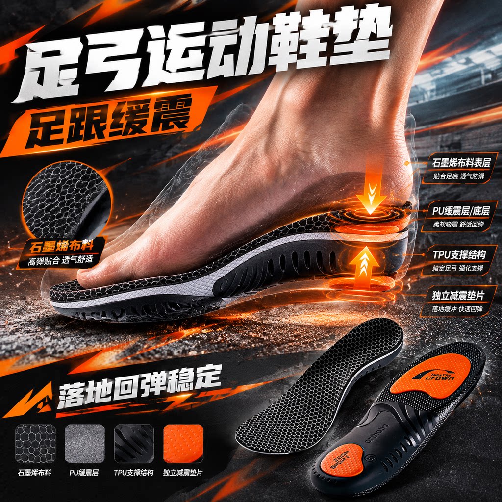 专业足弓支撑鞋垫足跟痛专用防痛