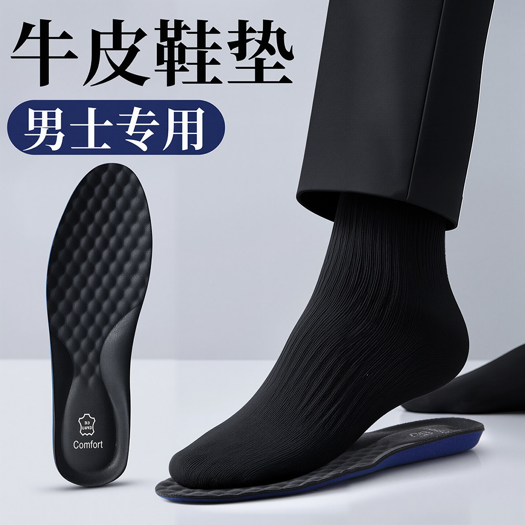 牛皮鞋垫男士专用吸汗防臭透气
