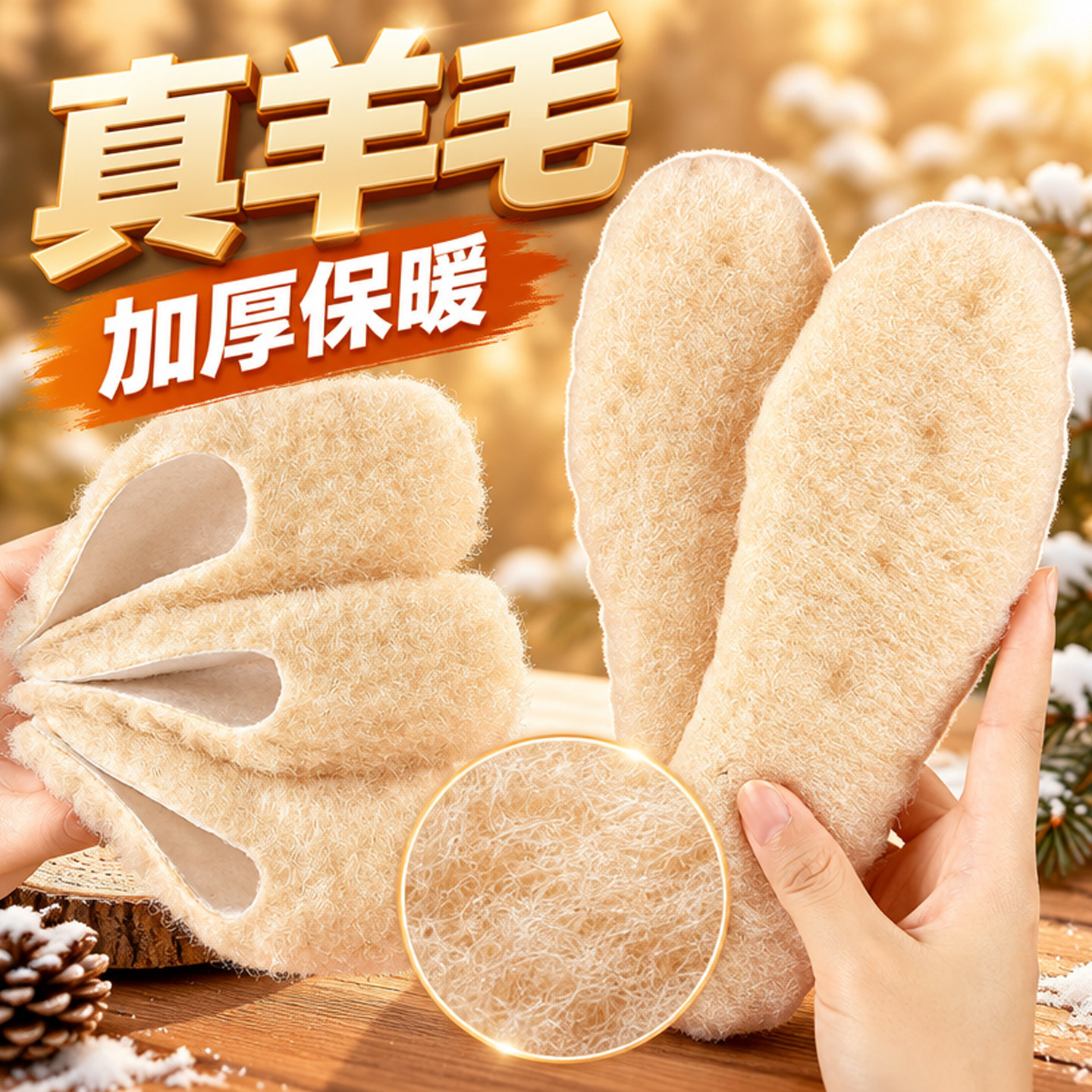 真羊毛鞋垫女新款冬季保暖加绒加厚毛绒毛毛棉鞋马丁靴秋冬天防寒