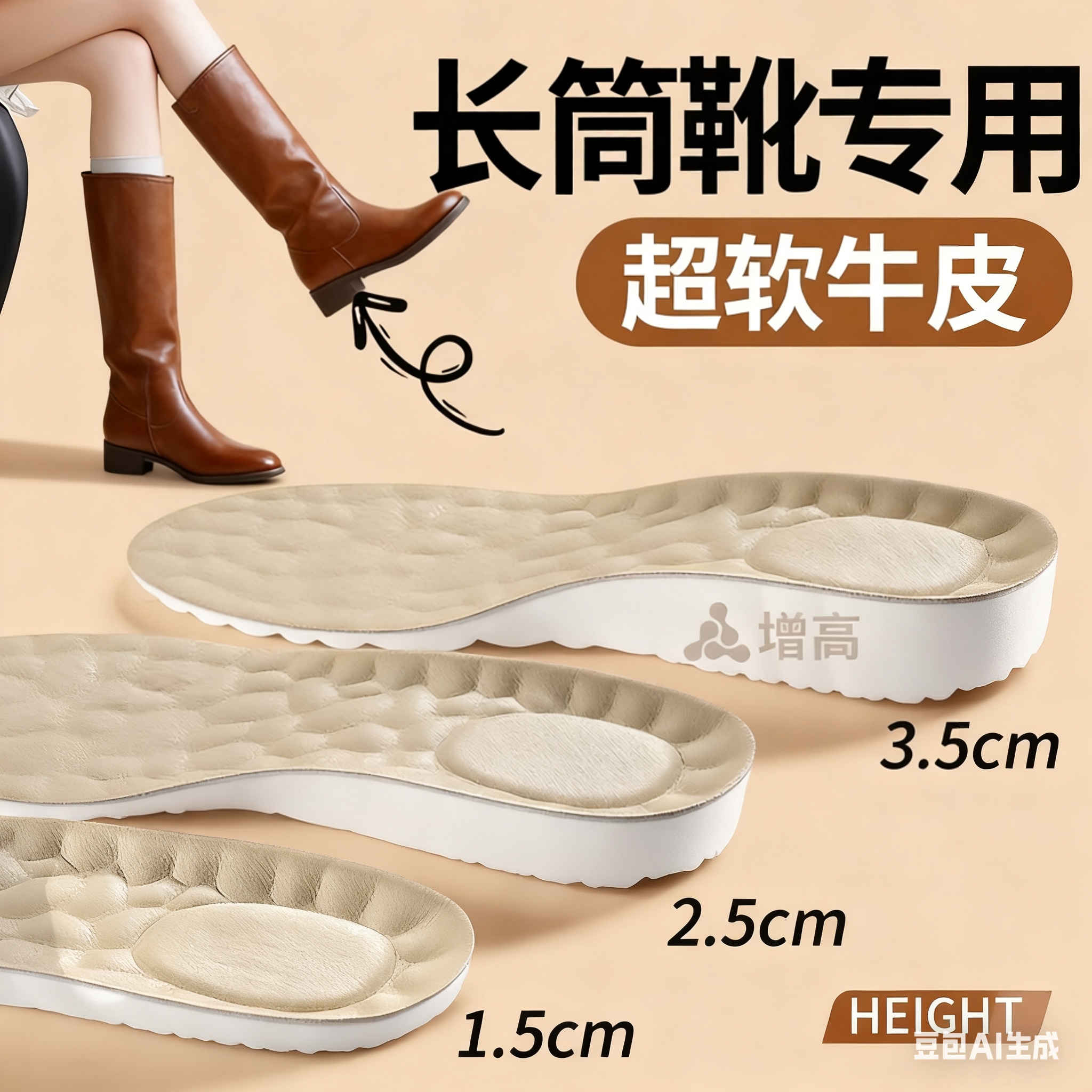长筒靴专用增高鞋垫女不累脚舒适