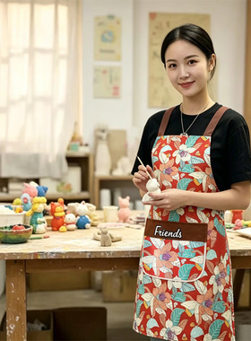 【一件】防水围裙时尚厨房家用做饭围腰男女款餐饮背带工作服