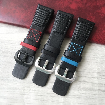 个性七个星期五真皮手表带28mm男P1P2Q1/01平纹黑色红蓝缝线M1/01