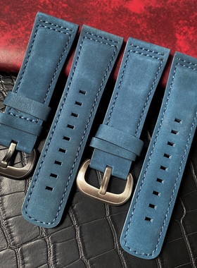 适配7七个星期五手表带真皮Q1M2sevenfriday腕带磨砂牛皮28mm蓝色